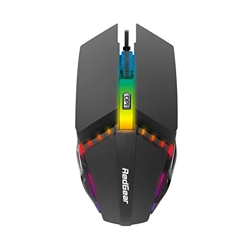 Redgear A-10 Wired Gaming Mouse with RGB LED, Lightweight and Durable Design, DPI Upto 2400, Compatible with Windows and MAC.