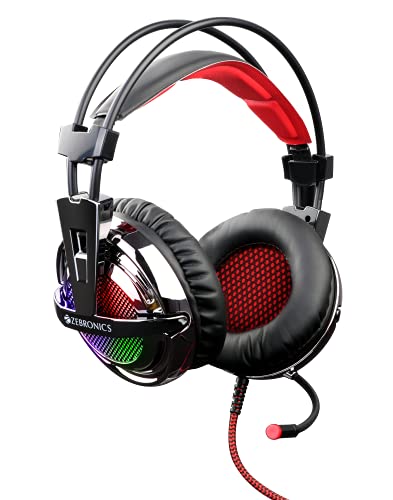 Zebronics ZEB-ORION USB Headphone with simulated 7.1 surround sound, 40mm driver, RGB LED, Advanced Windows software, 2m Braided cable, In-line control pod, Flexible mic and Suspended headbands
